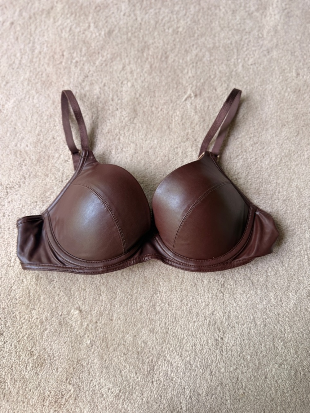 Honey Birdette Brown Faux-Leather Bra 32C EEUC